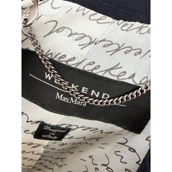 WEEKEND MaxMara Wool Navy Blue 2-button Fitted Blazer 6 - Picture 5 of 11